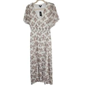 Express Dress Floral Dress Smocked Waist Dress Maxi Dress Flowy Dress M White